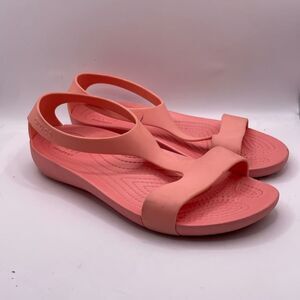 Crocs Serena T-Strap Sandals Womens 7 Light Pink Open Toe Beach Summer Open Toe